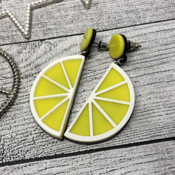 Bundle lot 6 fun whimsy playful statement earrings dangle drop hoops star peace. - Picture 2 of 7